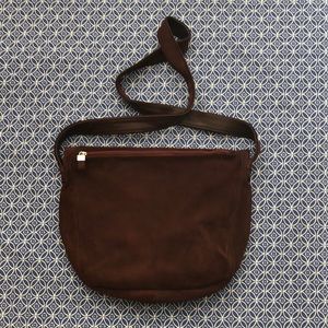 Maroon suede hobo bag purse - genuine leather, medium/large.